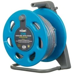 B&M Rolson Hose Reel With Stand 20m -Garden Supply Store 234003 rolson 20m hose stand set with 6 function spray gun set blue 4
