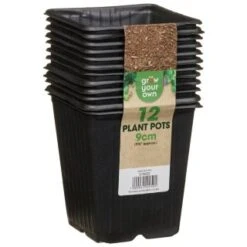 B&M Black Plant Pots 12pk -Garden Supply Store 319025 grow your own 12 plant pots 9cm1