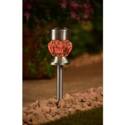 Crystal Top Glass Solar Post Light 4pk 6 Crystal Top Glass Solar Post Light 4pk -Garden Supply Store 341965 4pk crystal top post light red solar1