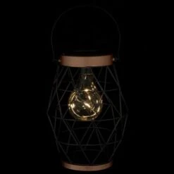 B&M Metal Hexagonal Solar Lantern - Copper -Garden Supply Store 353880 24cm metal hexagonal solar lantern copper trim