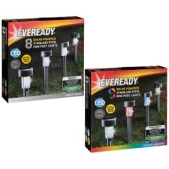 Eveready Mini Solar Lighting Posts 8pk - Colour Changing -Garden Supply Store 366414 366416 8pk eveready soloar powered mini post lights main