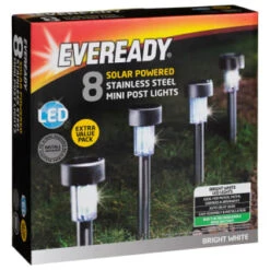 Eveready Mini Solar Lighting Posts 8pk - Colour Changing -Garden Supply Store 366414 8pk eveready soloar powered mini post lights bright white
