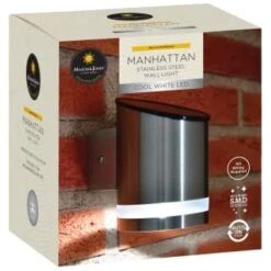 Manhattan Solar Powered Wall Light 5 Manhattan Solar Powered Wall Light -Garden Supply Store 366488 masoon and jones manhattan solar powered stainless steel wall light cool white led