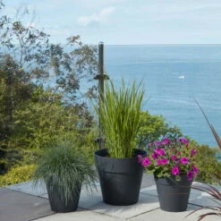 B&M Soho Pot Planter - Charcoal 28cm -Garden Supply Store 378389 385058 381595 soho planter charcoal 38cm 28cm 17cm 2