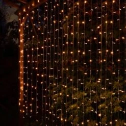 Solar Powered LED Curtain 180cm - 266 Warm White Lights