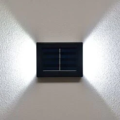 Solar Powered Up/Down Wall Light - White LED 4pk -Garden Supply Store 379453 4pk solar powered up down wall light cool white leds 4