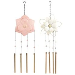 B&M Flower Windchime - Pink -Garden Supply Store 379613 boho garden flower tubular windchime group