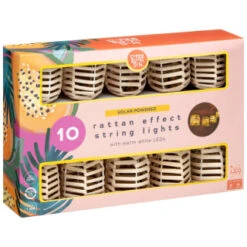 B&M 10 Solar Rattan Effect String Lights -Garden Supply Store 392921 10 solar rattan effect string lights 3