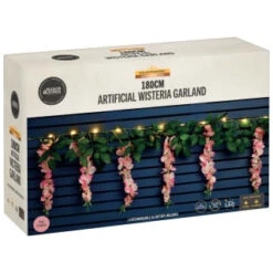 Artificial Wisteria Garland With 20 Solar LEDs -Garden Supply Store 392927 180cm artificial wisteria garland with 20 warm white solar leds 31