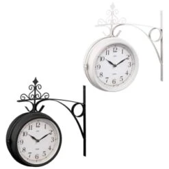 B&M Outdoor Dual Sided Station Clock - Cream -Garden Supply Store 392937 outdoor dual sided station clock group