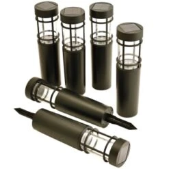Cambridge Solar Powered Tube Post Lights 6pk -Garden Supply Store 392998 6pk cambridge solar powered tube post lights 2