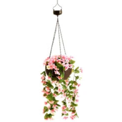 Solar Powered Artificial Floral Hanging Basket -Garden Supply Store 393030 solar powered artificial floral hanging basket 3