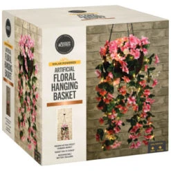 Solar Powered Artificial Floral Hanging Basket -Garden Supply Store 393030 solar powered artificial floral hanging basket 5