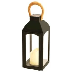 Garden Supply Store 15 Solar Powered Wooden Effect Handle Lantern