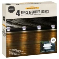 Solar Powered Fence & Gutter Lights - White 4pk -Garden Supply Store 393086 4pk solar powered fence and gutter lights white 3