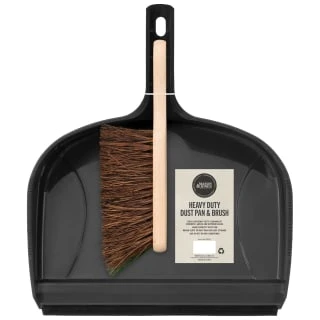 Heavy Duty Dustpan & Bassine Brush Set - Black 1 Heavy Duty Dustpan & Bassine Brush Set - Black