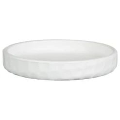 B&M White Ceramic Planter With Base Plate -Garden Supply Store 393651 white ceramic planter with base plate