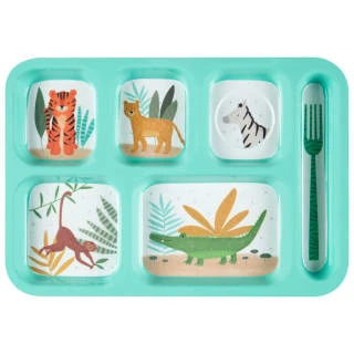 B&M Little Safari Large Kids Platter - Blue 1 B&M Little Safari Large Kids Platter - Blue
