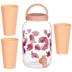 B&M Drinks Dispenser - Strawberries -Garden Supply Store 394274 fruit print dispenser strawberry