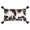 B&M Leaf Print Embroidered Lumbar Cushion With Tassels
