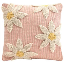 B&M Floral Tufted Cushion 45 X 45cm - Pink